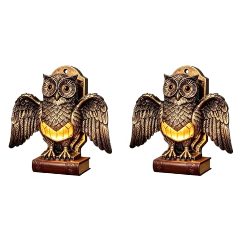 Image of Owl Night Light Modern Resin Statue Sculpture lamp for Shelf Display