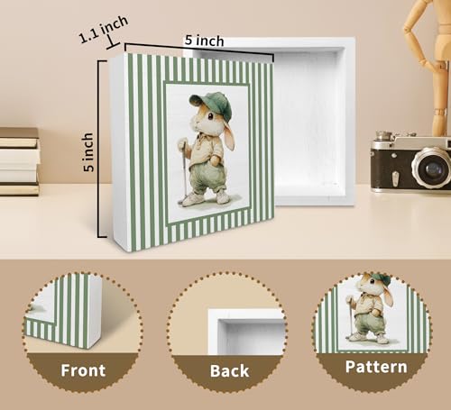 Caja de madera de conejo de Pascua verde salvia para decorar la habitación del bebé 8