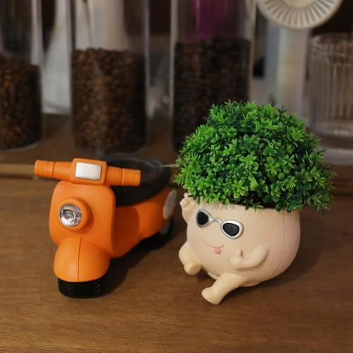 Image of Unique Scooter Flower Pots | Cute Planters Vintage Design, Indoor & Outdoor Plant Holders for Home & Garden | No Plants or Floral Included (Unique Face Planter Pots)