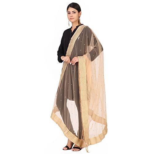 Image of Traditions Bazaar Women's Net Zari Border Dupatta