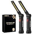Coquimbo Christmas Stocking Stuffers White Elephant Gifts for Adults Men Him Dad, Rechargeable LED Work Light BBQ Grill Accessories Magnetic Flashlight, Mechanic Light Tools Mens Gifts (2 Pack Black)