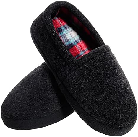 festooning Boys Comfy Spring Winter Warm House Bedroom Slippers with Memory Foam Indoor Non-Slip Sole for Toddler Little Big Kid Black Size 2-3 M US