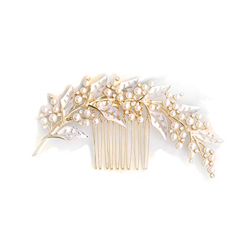 FIDDY898 Rhinestone Wedding Hair Combs Leaves Design Crystal Bridal Hair Clips Alloy Hair Accessories for Women Gold