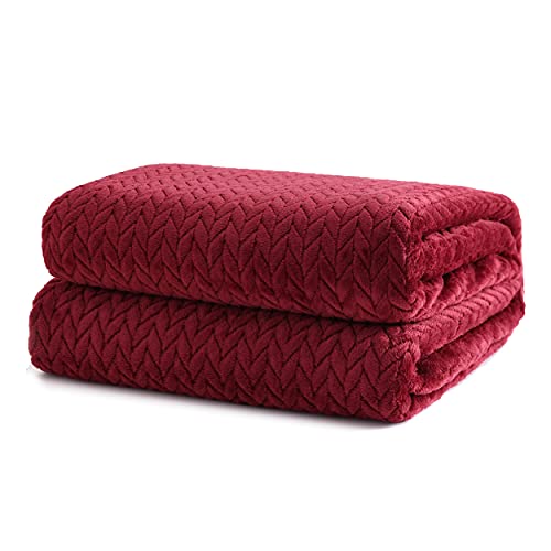 Dalina Textil - Mantas Para Sofás De Franela 130x160cm Con Diseño De Hojas De Sauce - Manta Pequeña Extra Suave Y Cómodo - Granate Dalina Textil - Mantas Para Sofás De Franela 130x160cm Con Diseño De Hojas De Sauce - Manta Pequeña Extra Suave Y Cómodo - Granate