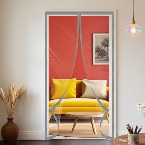 Rideau de porte isolant thermique magnétique gris 80x210 cm - 2