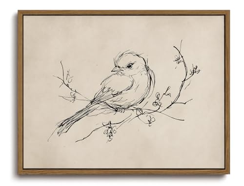 Image of KISSFOX Framed Wall Art Vintage Wall Decor Bird Pictures Rustic Animal Canvas Art Retro Paintings Farmhouse Artwork For Bedroom Living Room Kitchen