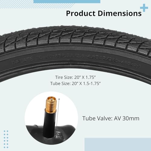 20 inch Bike Tire, 2 Pack 20×1.75 Bike Tires and 20×1.5-1.75