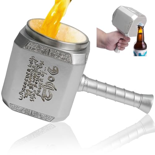 ZONSUSE Tasse a Cafe Marteau de Thor Inox,Mug Personnalisé Thor, Verre a Biere Original, Chope à Bière, Cadeau Amusants Personnalisés pour Hommes Femmes Famille...