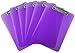 Trade Quest Plastic Clipboard Transparent Color Letter Size Low Profile Clip (Pack of 6) (Purple)
