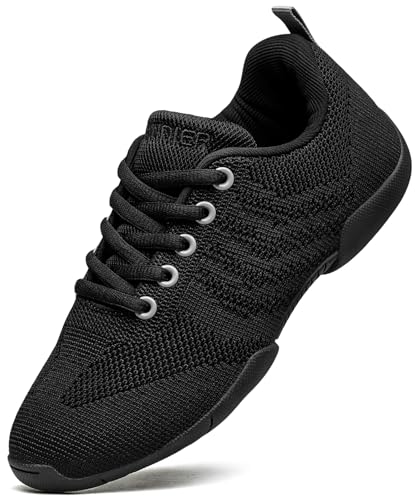FUQIAO Girls Black Cheerleading Shoes Lightweight Competition Tennis Shoes Women Hip Hop Gymnastics...