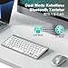 PINKCAT Tastatur Kabellos, 2,4 G USB & Bluetooth Tastatur Deutsches QWERTZ Layout Kompakte Mini Keyboard mit Multimedia-Tasten, Keyboard PC, Kompatibel mit Notebook, Laptop, PC, Windows (Silber)