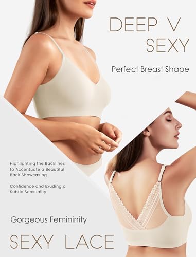 Image of Livona Lace Bralette for Women - Comfort Sports Bra Wireless Padded Bralette with Support Workout Tops Cami Crop S-XXL