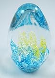 M Design Art Handcraft Bubbling Blue and Yellow Coral in Egg Paperweight PW-633 [Kitchen]