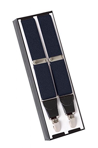 Image of HOLD'EM Suspender for Men Made in USA Y-Back Leather Crosspatch Clip on tuxedo suspenders