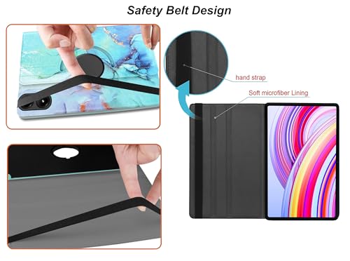 Image of TGK Rotating Flip Cover for Redmi Pad Pro 12.1 inch Case /Poco Pad 12.1 inch Tablet Printed Cases (Green Marble)