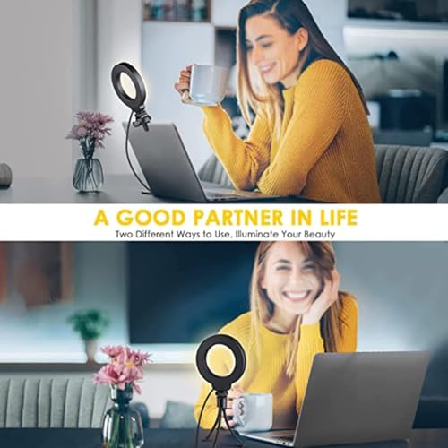 Anillo De Luz Para Selfie De 4 Pulgadas Y 48 LED Para Reuniones Con Zoom, Mini Selfie Portátil Para Fotografía USB Vlog, Lámpara De Relleno, Anillo De Luz De Escritorio Con Trípode Para Maquillaje/Vlo - imagen 2
