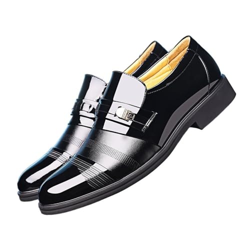 Men's Business Leather Shoes with Height Increase in Summer Hollow Men's Casual Shoes Oxfords(Black,8)2