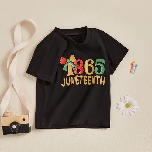 Image of Kids Juneteenth T-Shirt for Toddler Boys Girls Coquette Bow 1865 Black History Celebrate American African Freedom Top