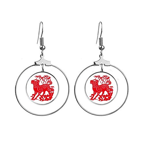 Boucles d'oreilles chien chinois Nouvel An création raffinée