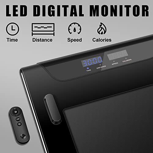 Foldable Under Desk Treadmill With Remote Control For Walking & Jogging, Space Saving Small Treadmill With Lcd Display For Home Office, Easy To Fold #TOP4