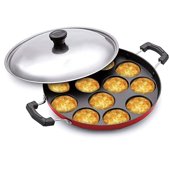 Appam Patra| Paniyarakkal | 12 Cavity Appam Patra Two Side Handle with Steel lid & Picker 1