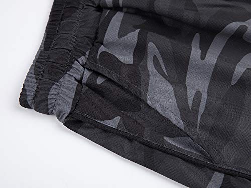 Flyfirefly Men's Gym Workout Shorts Running Lightweight Athletic Short Pants Bodybuilding Training Grey Camo #TOP5