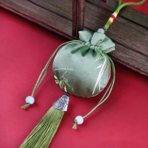 Bolsa de saquitos china vacía con bordado y borlas miniatura 5