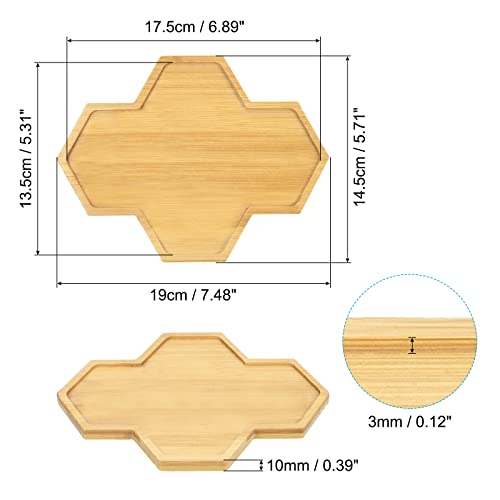 PATIKIL Plant Pot Saucer 7.5x5.7 Inch, Bamboo Polygonal Flower Drip Tray for Home Indoor, Yellow - Image 2