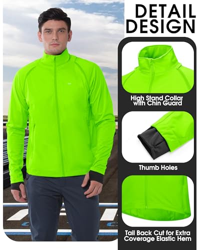 Image of 33,000ft Men's Cycling Jacket Long Sleeve, Waterproof Running Bike Vest Outerwear Reflective Windproof Sleeveless Jacket