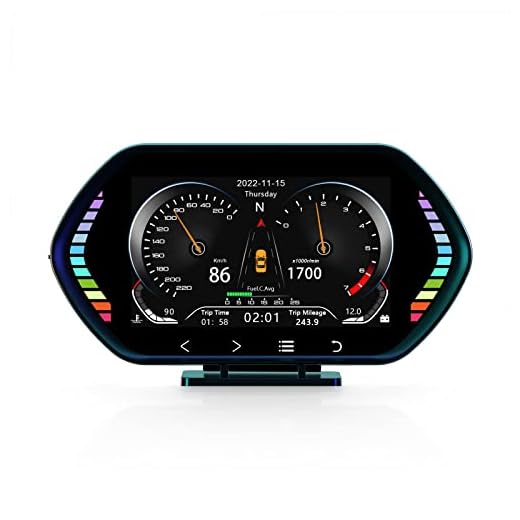 BY-J Car HUD Heads Up Display, Digital GPS Speedometer + Obd2 Gauge Display + Car Pitch Angle Slope Meter with Vehicle Speed MPH, RPM, OverSpeed Warning, for All Vehicle After 2008