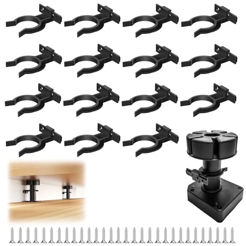 15 Piezas Pinzas Zocalo Cocina, Clip de Fijación de Zócalo de Cocina, Clip de Rodapié para Patas de Cama Armarios Gabinete de 32-36 mm de Diámetro,Con 30 Tornillos