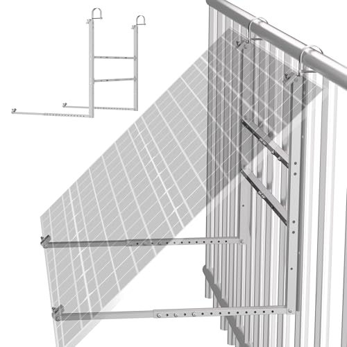 GLIESE Balkonkraftwerk Halterung | Solarmodulhalterung für 400W-550W - 15°-45° verstellbar aus stabilem Aluminium, inkl. Haken für rundes Geländer - Für Balkon, Flachdach, Wand (Silber)