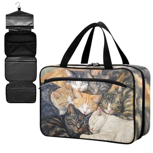 Fustylead Sleeping Huddled Cute Cats Large Medical Supplies Organizer Bag with Zipper Empty First Aid Bag Trauma Kit for Traveling Hiking Camping