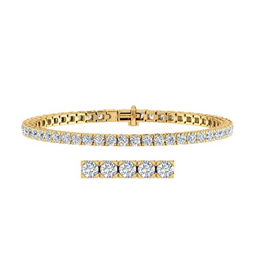 Image of 2 to 7 Carat Natural Diamond Tennis Bracelet for Women in 14K Gold (7 Inch) - IGI Certified (I1-I2 Clarity)