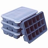 2 Essl&ouml;ffel Silikon-Gefrierformen &ndash; perfekt f&uuml;r die Aufbewahrung von Knoblauch, Kr&auml;utern, Ingwer, Pesto, Tomatenmark, Zitronensaft, P&uuml;rees und mehr &ndash; Silikon-Gefriertablett f&uuml;r Lebensmittel (Blau, 4