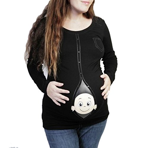 Q.KIM Maternidad T-Shirt Mirando a Bebé Camiseta de Manga Larga Cute Funny...