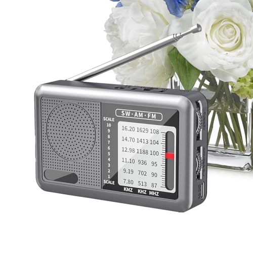 Evember Radio Portátil De Onda Corta,Radio Portátil Am FM | Radio meteorológica Am FM Radio de Onda Corta portátil Recargable - Radio del Transistor del Conector del Auricular del Equipo de Audio de