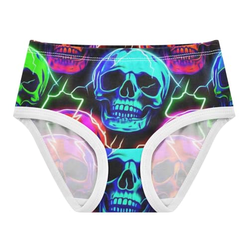 Funny Neon Skulls Toddler Underwear Custom 2t Cotton Little Girl Panties Funny Briefs Underpants