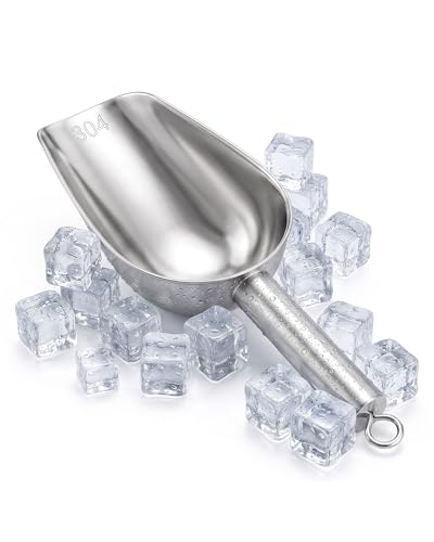 EUHOMY Stainless Steel Ice Scoop Food-Grade 304 Dishwasher-Safe Compatible with Ice Maker Handy Size Multipurpose Small Scooper for Kitchen Bar Party Camping