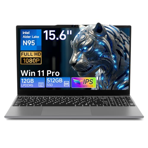 Image of 2026 15.6 inch FHD Windows 11 Pro Traditional Laptop Computer, Intel 12th Gen N95 (Up to 3.4GHz), 12GB RAM 512GB SSD for Business Office Student School College, Notebook, Laptop Lightweight Portable