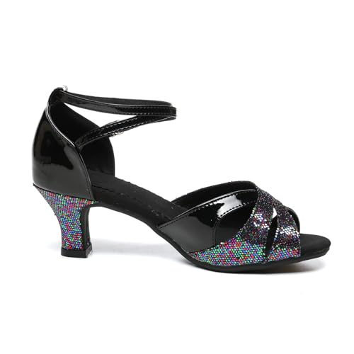 WUIWUIYU Women Dance Shoes 2.2" Ankle Strap Dancing Heels for Ballroom Salsa Tango Flamenco Latin Paso Doble Footwears3