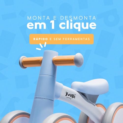 Bicicleta De Equilíbrio Infantil Sem Pedal Azul 4 Rodas Yuupi