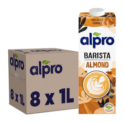 Alpro Bebida Vegetal de Almendra Barista - Ideal para el café - Pack de 8 x 1L