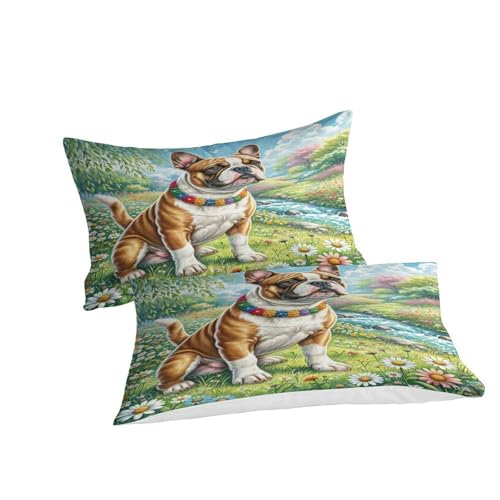 Linge de lit bouledogue terrier 200x200 avec drap de couette 3D enfant et adolescent