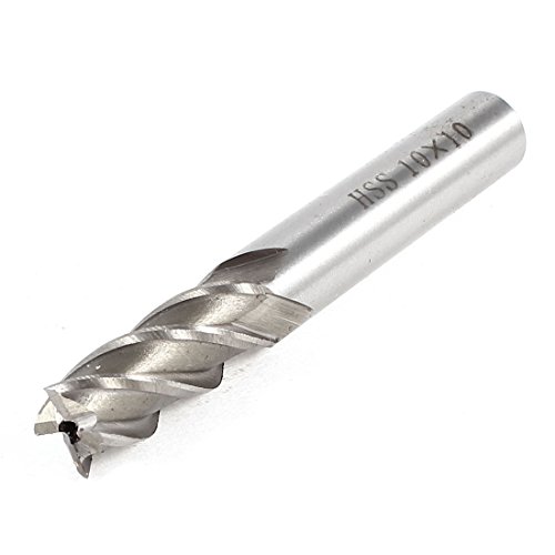 Image of uxcell 10mmx10mmx30mmx71mm Machining Cutting Tool Helical Groove 4 Flute Straight Shank Milling Cutter End Mill