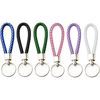 6 Piezas Llavero Trenzado Correa de Cuero Sintético Cuerda Llavero de Cuero Trenzado Llavero Metal Cuero Artificial Llaveros