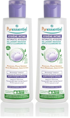 Puressentiel - Hygiène Intime - Gel Lavant Douceur aux 3 eaux florales et à l'aloé vera - Bio - Hypoallergénique - Usage quotidien pour muqueuses et peaux sensibles - 200 ml (Lot de 2)