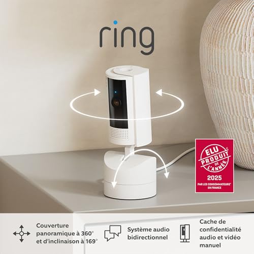 Caméra intérieure orientable Ring Pan Tilt Indoor Camera | Caméra de surveillance des animaux à prise orientable à 360° et inclinable à 169° | Essai Ring Protect gratuit 30 jours - vue 6