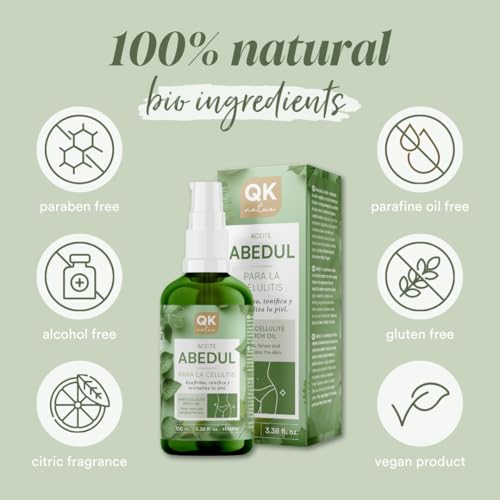 QKnatur - Aceite de Abedul para la Celulitis - 100ml - Con Extractos Naturales - Tonifica, Reafirma, Hidrata y Revitaliza la piel - Mejora la elasticidad - imagen 5