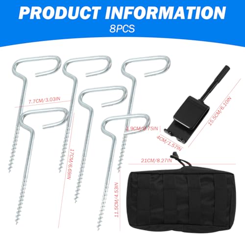 Kit d'ancrage de glace en acier 8pcs avec boîtier et crochet pour camping - 2